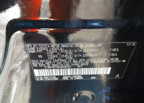 2017 Toyota Rav4 Xle из США, поврежденный, VIN 2T3RFREV9HW568284